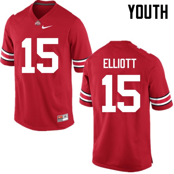 Ohio State Buckeyes #15 Ezekiel Elliott Youth Embroidery Jersey Red